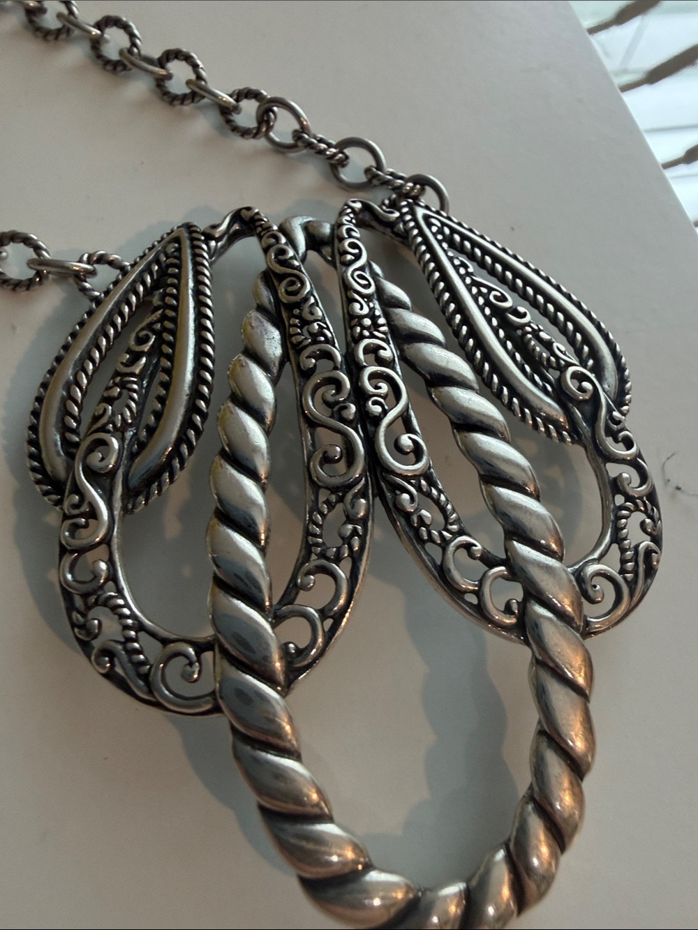 Carolyn Pollack Silver Ornate Filigree Pendant Necklace - Picture 5 of 6